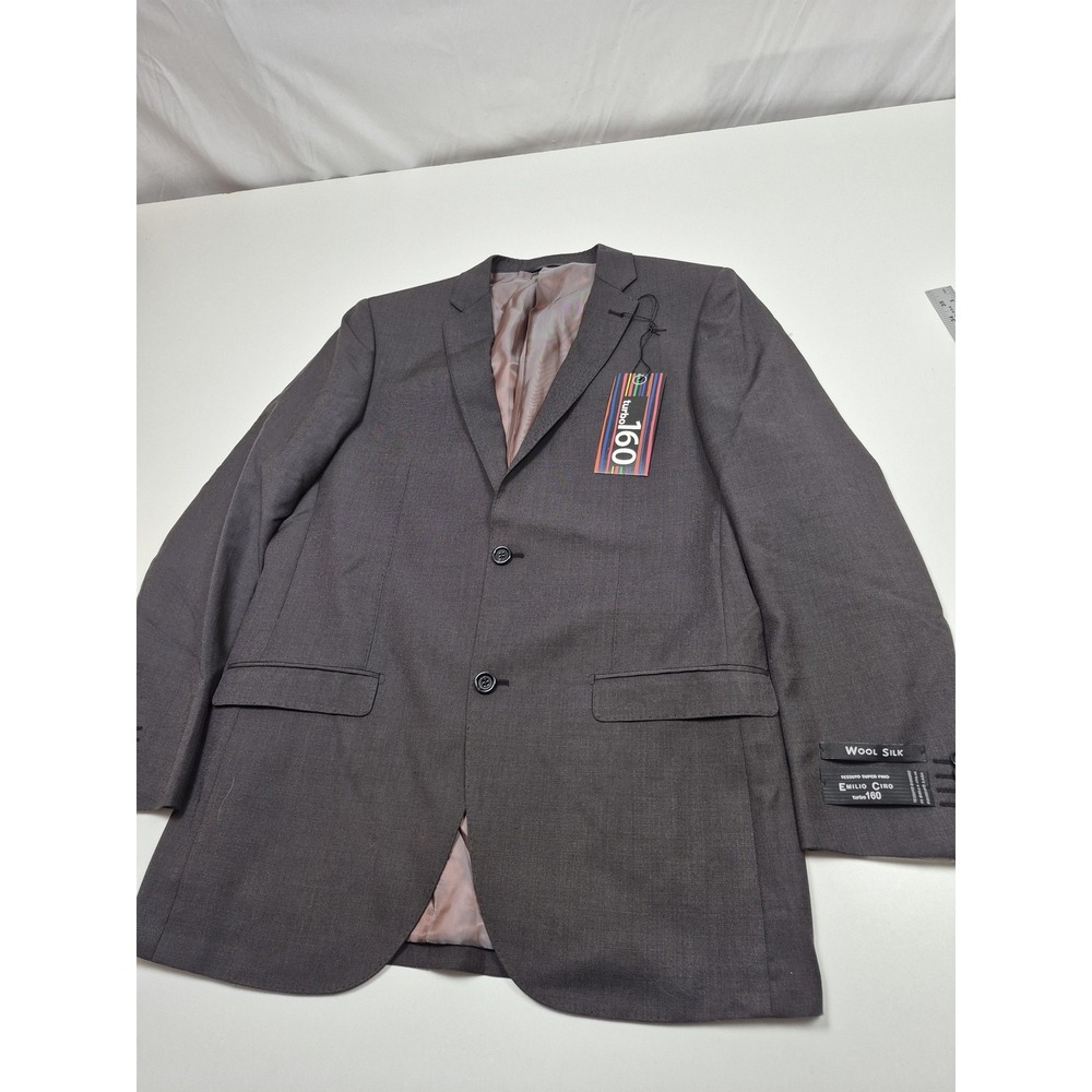 Emilio Ciro Suit Jacket Mens 40L Black Wool Silk Sport Coat Turbo 160 Zegna